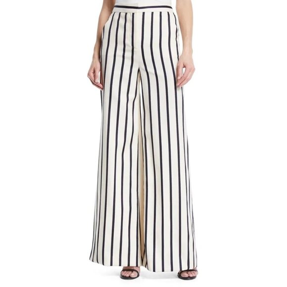 Veronica Beard Pants - Veronica Beard Navy and White Striped Wide Leg Pants